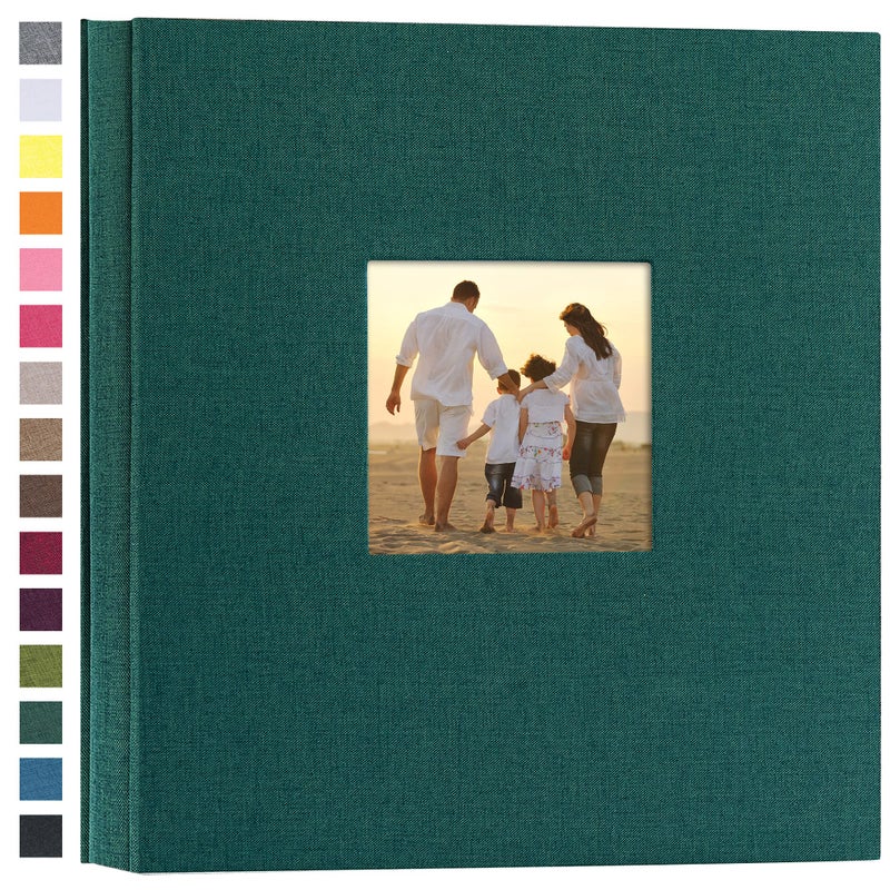 potricher Linen Hardcover Photo Album 4x6 600 Photos Large Capacity for Family Wedding Anniversary Baby Vacation (Dark Green, 600 Pockets) - Image 1
